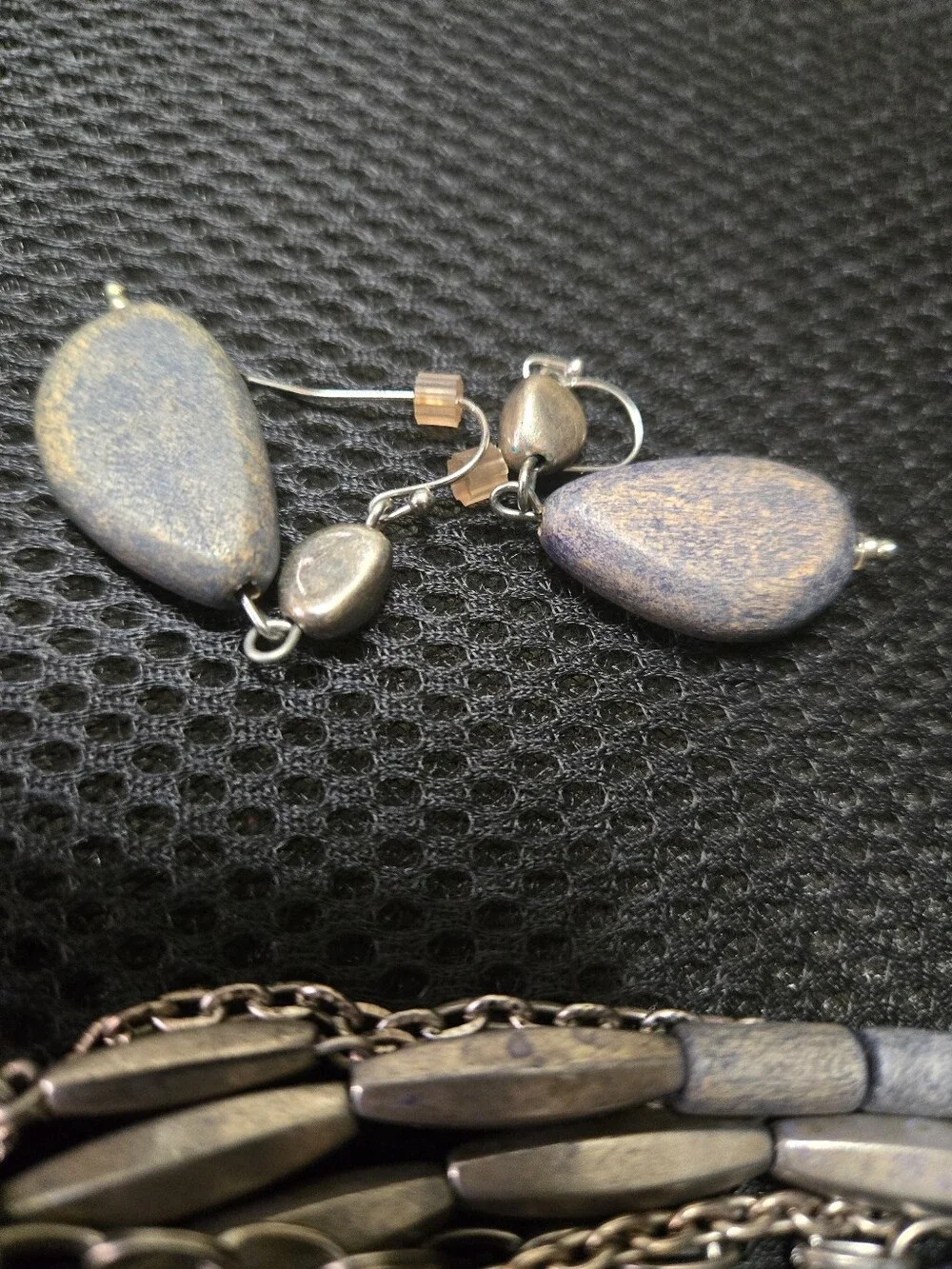Chicos Multi-Strand Blue Stone Pendant Necklace Set with Bracelet & Earrings